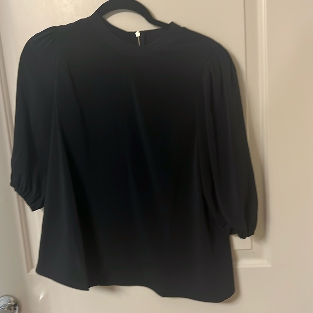 Ted Baker size 2 black blouse mid sleeve with zipper in back